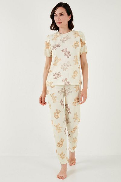 Lela Regular Fit Short Sleeve Pajamas Set - PYJAMAS SET65740104