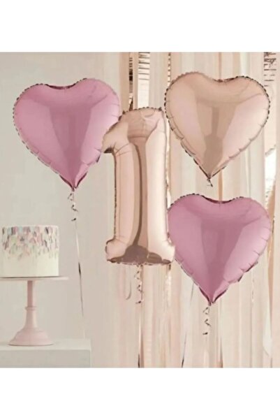 Çemrek Süs Parti مجموعة بالونات من رقائق الفويل باللون الوردي الوردي لعمر سنت...