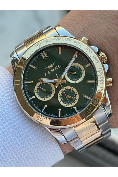 FERRO 30 Mt Waterproof Steel Cord Men's Wrist Watch - with Calendar, Efm11468-D6