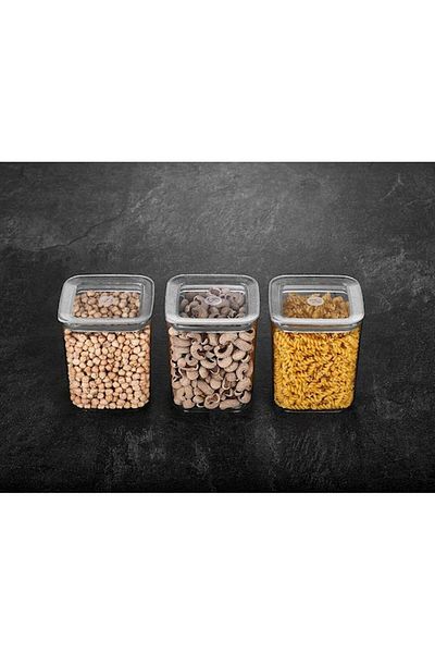 JASPER JPR-362 حاوية تخزين طعام مربعة مدخنة 3x1000 مل متعددة الأغراض
