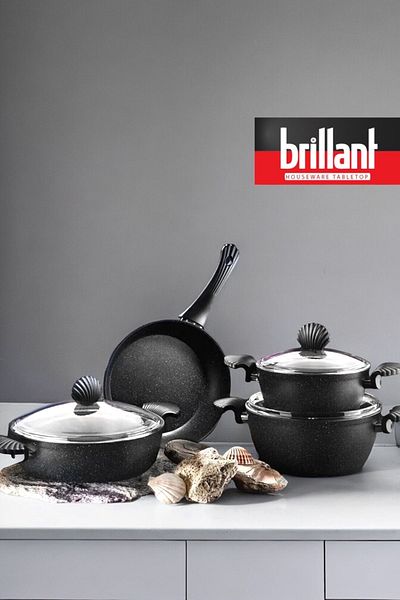Brillant Petra 7 Piece Cast Iron Pot Set Fireproof Non-Stick Aluminum Pot Set