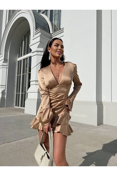 TAYT VEGAS Rochie din satin tricotată culoare piatră