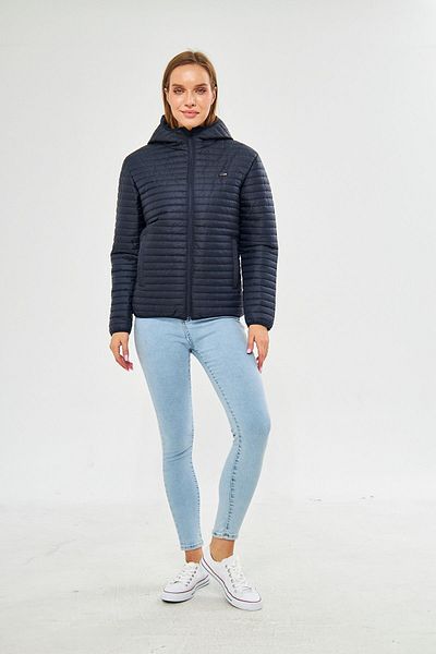 D1fference Navy Blue Windproof Women's Coat with Hood and Pockets