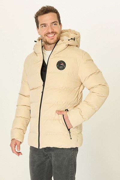 D1fference Beigefarbene Pufferjacke für Herren – wasser- und windbeständig