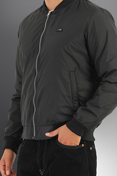 D1fference Pánská černá větruodolná sportovní bunda z prošívaného vlákna