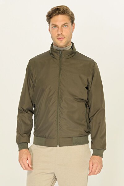 RİVERCLUP Ανδρικό αθλητικό παλτό με αντιανεμικό χακί, εξαιρετικά ελαφρύ γιακά