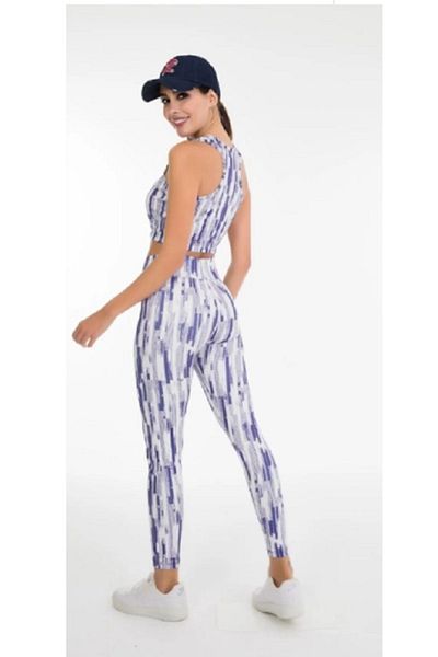 Cooqpoo Σετ κολάν με σχέδιο M-L-XL Navy Blue Λευκό Γκρι