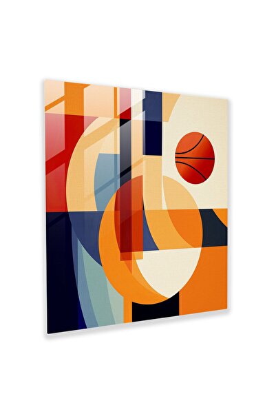 PaintedAnarchy لوحة فنية جدارية زجاجية من NBA - تصميم هندسي ملخص لكرة السلة -...