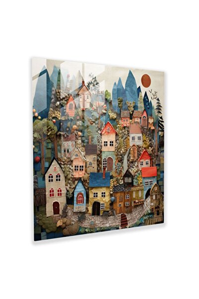 PaintedAnarchy Glass Painting, Whimsical Texture Village, Village, Wall Decor...