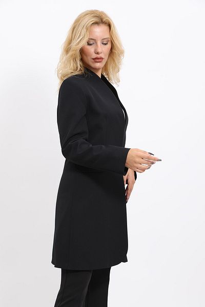 ÖNDER ÖZSOY Long Collarless Jacket & Spanish Leg Pants Set-Black