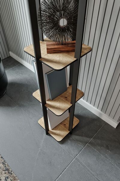 Halımax Luna Meşe Raflı Wave Modern Dekoratif Lambader