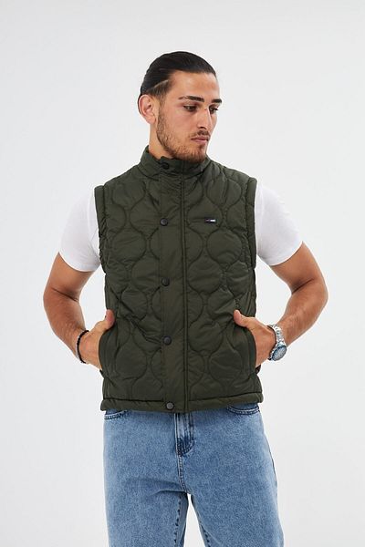 River Club Men's Onion Pattern Quilted Khaki Vest