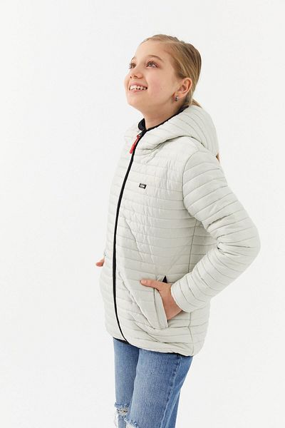 RİVERCLUP Girl's Water and Windproof Fiber Stone Color Hooded Coat