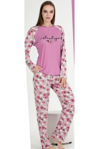 Cooqpoo Pink Floral M-L-Xl Combed Cotton Pajama Set