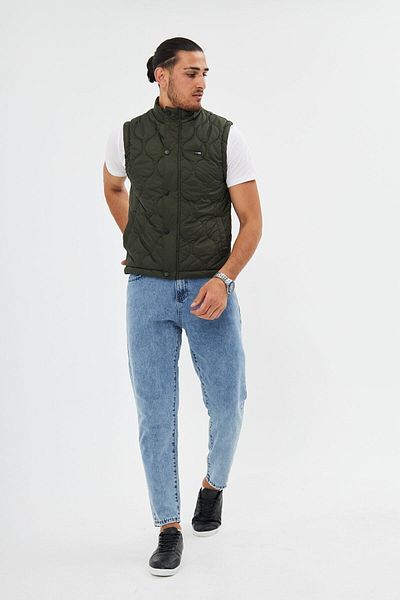 River Club Men's Onion Pattern Quilted Khaki Vest
