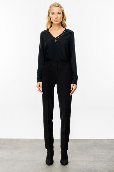 Ekol Black Skinny Leg - Women's Trousers with Side Pockets 4007