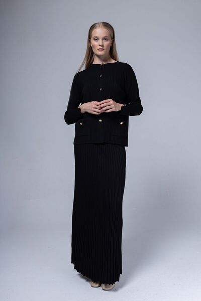 Niliwi 3049 Hrk Corded Cardigan - Pocket Button Detail