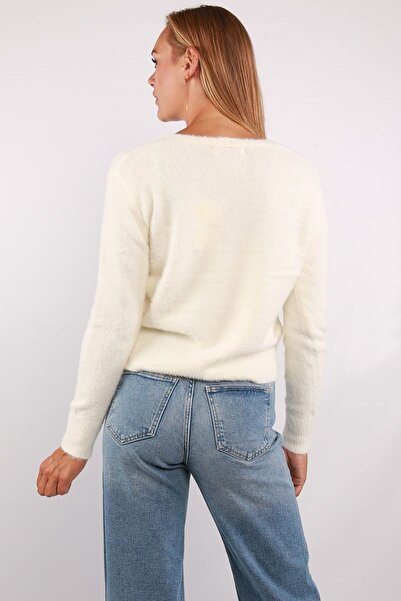 ONLY Onlella V-Neck Long Sleeve Women's Knitted Sweater - Ecru 15259562