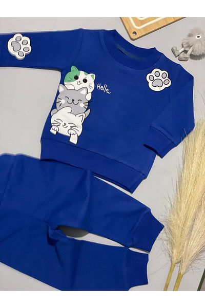 MGO KİDS Baby Boy Cat Printed 100% Cotton Combed 2 String 2 Pack, Set