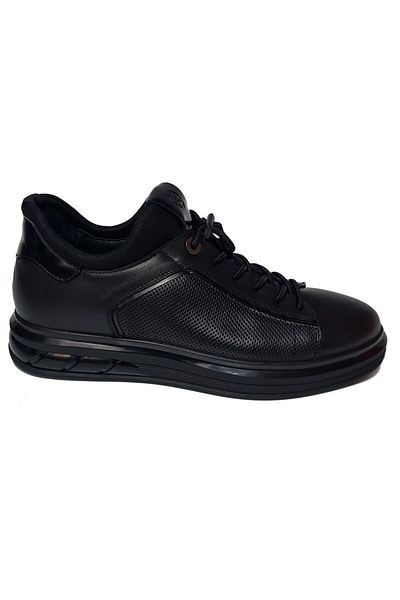 KOMCERO Pantofi casual pentru bărbați, strălucitori, din piele naturală, imprimați cu laser - K2414-9111 cu șireturi din cauciuc