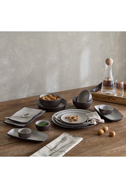 Home Box Mocha Mist 2-Tone Oval Serving Platter