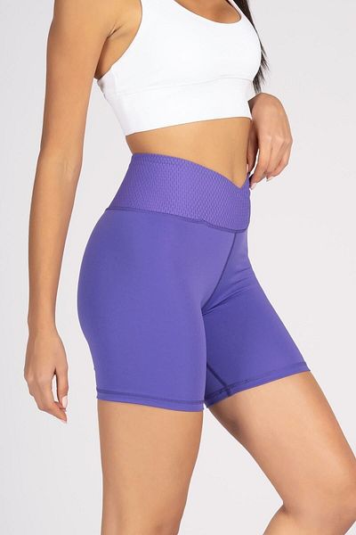 Lioness Activewear Pantaloni scurți pentru ciclism cu talie dublu cu talie ultravioletă, jambiere sport scurte pentru motociclist