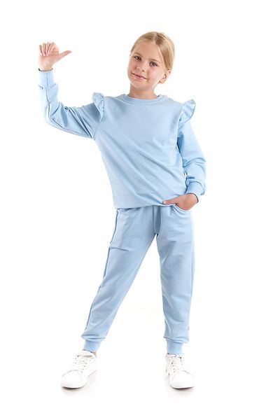 AHENGİM Κοριτσίστικο σετ αθλητικής φόρμας Cotton Trend - Frill Detailed Ak2515