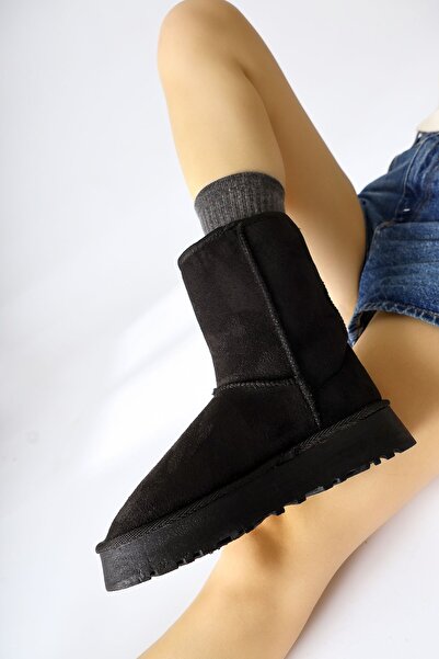 Limoya Lena-birgitta Siyah Süet Içi Kürklü Çekme Kadın Bot, Kadın Bootie Fırsat Ürünü