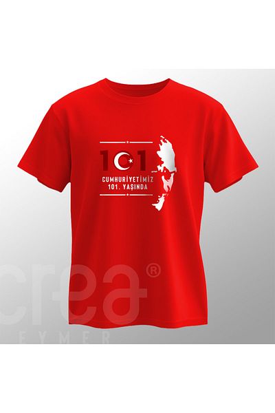 Crea Eymer Wear Ataturk Designed 101St Year Republic Cotton Crew Neck T-Shirt