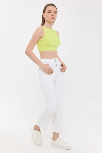 Hiccup Crew Neck and Back Detailed Zero Sleeve Blouse