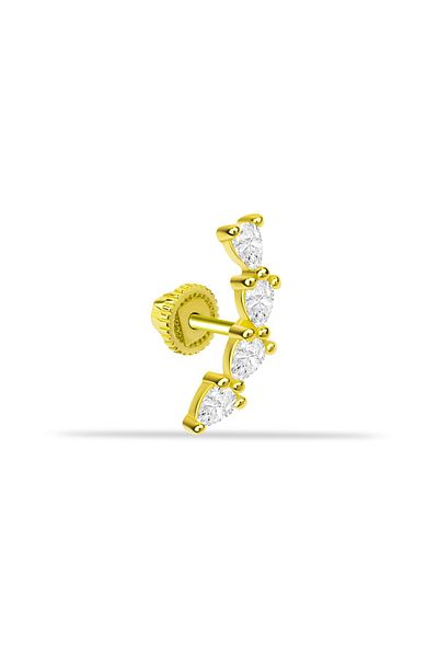 Dianora Piercing 14K Gold Drop 4 Stones Minimal Helix Cartilage Piercing