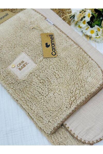 Caramell Muslin and Welsoft Baby Blanket