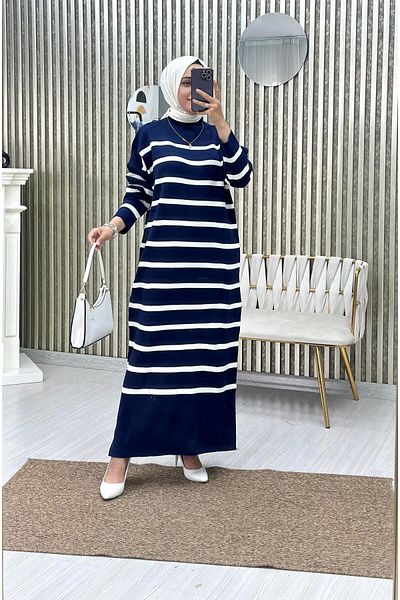 Moda Krash Tricotaj Rochie cu dungi