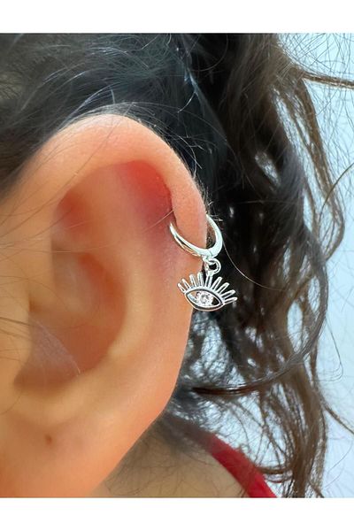 Arescollection Zircon Stone 1 Piece Eye Helix Firrus Ear Nipple Compatible Ring Piercing Earring