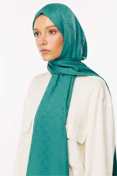 Mooncorn Σάλι ζακάρ με μοτίβο Lotus Mint Green Silky