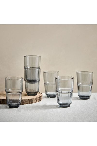 Home Box Smoky 6-Piece Tall Stackable Tumbler Set - 340 ml
