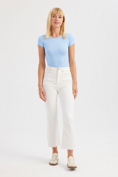 Hiccup Crop top cu mânecă scurtă, cu decolteu, cu spate încrucișat