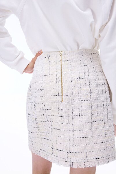 Perspective Stylish Slim Fit Ecru Short Length Skirt