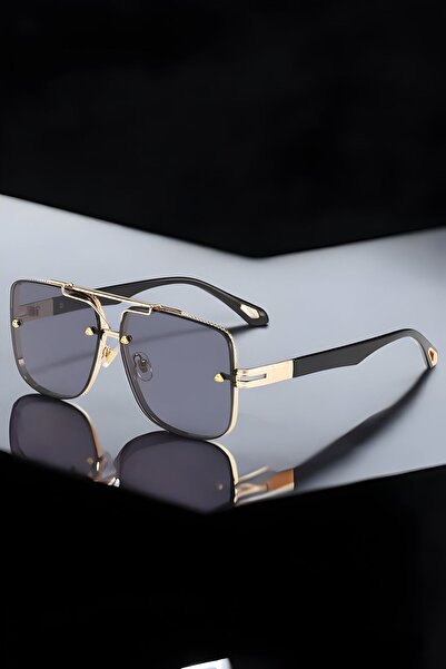 Eyesofia نظارة شمسية سوداء فاخرة بإطار ذهبي من Aybach للجنسين