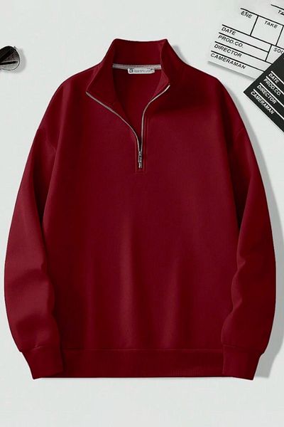 Vio Belle Men's Stand Collar Silver Half Zipper Sweatshirt
