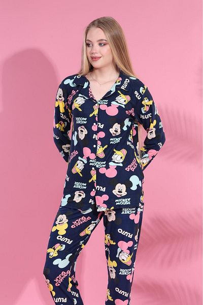 MEBA Winter Suede Velvet Women's Pajama Set - Buttoned Front