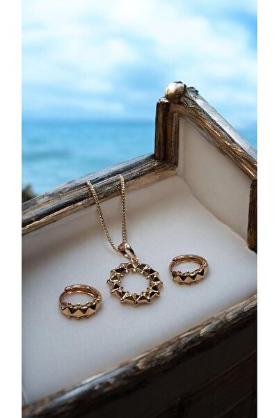 neslim designer Xuping Alyans Model Zincir İtalyan Çelik Rose Kombin Küpe Kolye İkili Takım