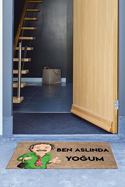 Napoli Home Ben Aslında Yoğum Baskılı Kaymaz Taban Silinebilir Kapı Önü Paspası (40x60cm)