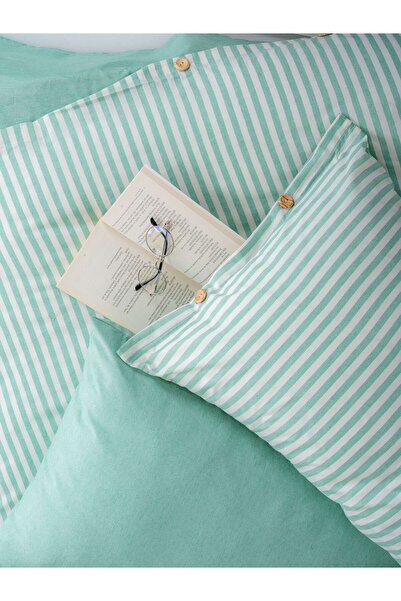KetraHome |   Maljuna Bohemo |   Zelený pruhovaný dvojitý povlak na přikrývku (bez povlečení)