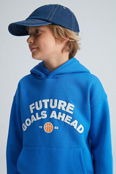 GRIMELANGE Σετ φόρμας Dıllıon Boy's 3 Thread Raised εμπρός με κουκούλα και ελαστικά πόδια μπλε