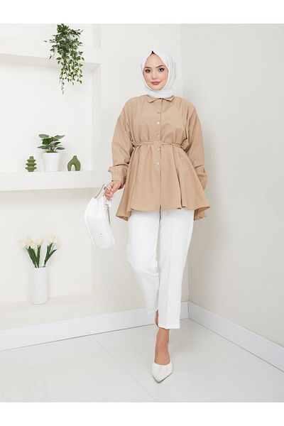 VOLT CLOTHİNG Hijab-Tunika für Damen mit Hemdkragen und Herzdetail