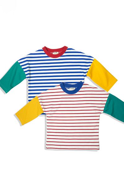 Catz Kids Navy Blue White and Red White Striped Long Sleeve Combed Cotton Sweat