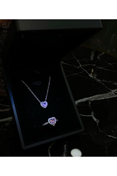 shop Işıklı kutuda kalp kolye ayarlanabilir yüzük seti sevgililer günü,doğum ...