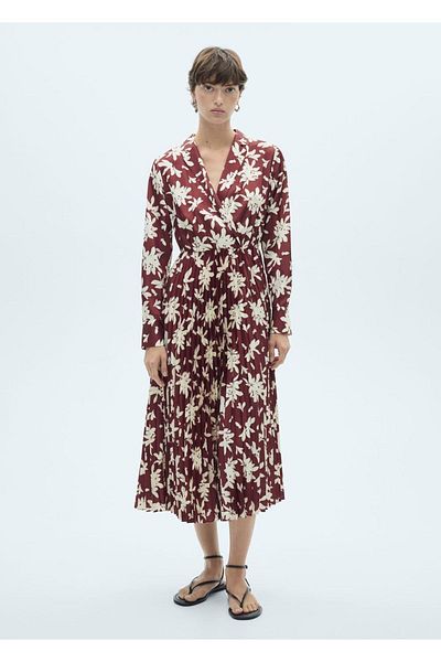 MANGO Woman Rochie plisată cu model