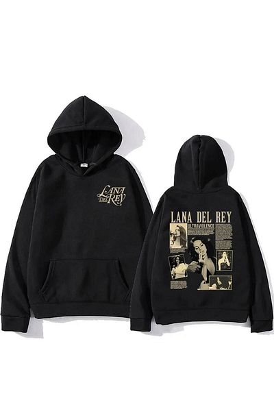 Toum Lana Del Rey Printed - Black Hooded Sweatshirt